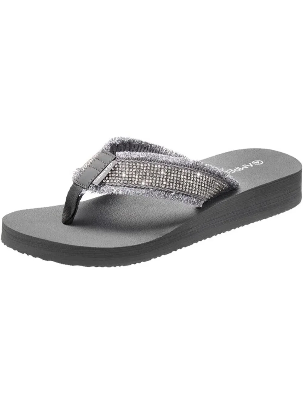 Women's Gemstone Grey Comfortable Flip Flops Summer Casual Beach Thong Sandals